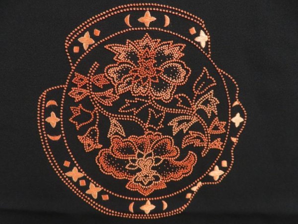 Photo4: 4616T04z660 Vintage Japanese Kimono Silk HAORI Embro Flowers Black (4)