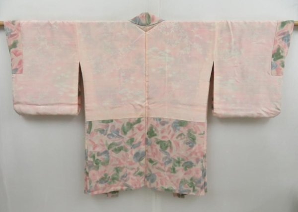 Photo5: 4616T10z580 Vintage Japanese Kimono Silk HAORI Flower Pink (5)
