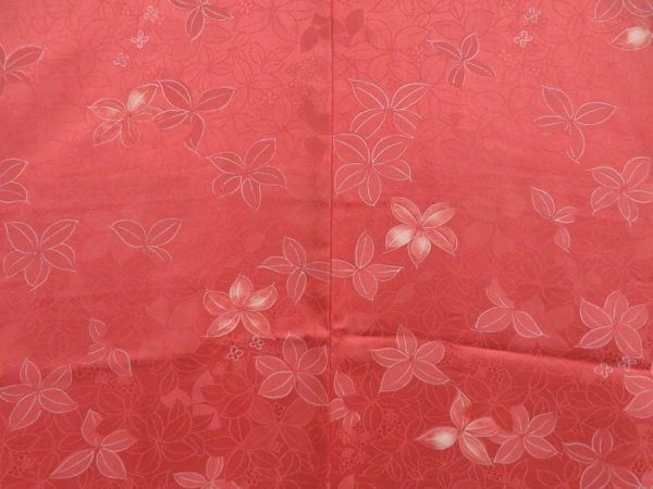 Photo3: 4618T06z560 Vintage Japanese Kimono Silk HAORI Leaf Coral pink (3)