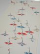 Photo3: 4i01z50  Japanese Kimono Silk  FABRIC Flying crane Off-white 40.2x14.4 (3)