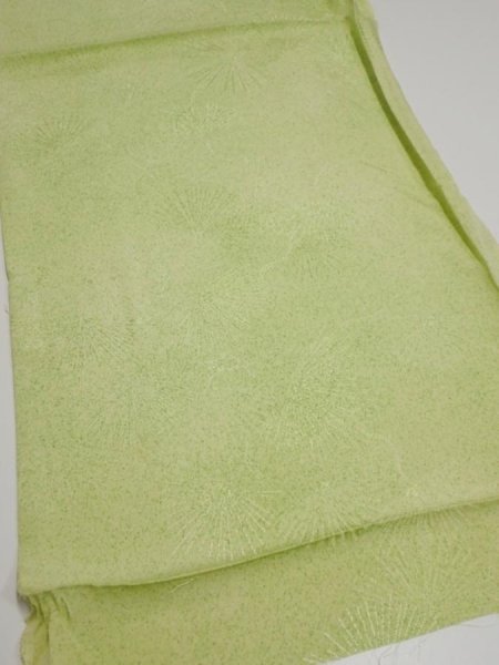 Photo2: 4D01z50  Japanese Kimono Silk  FABRIC Pine branch Light green 39.4x14.2 (2)