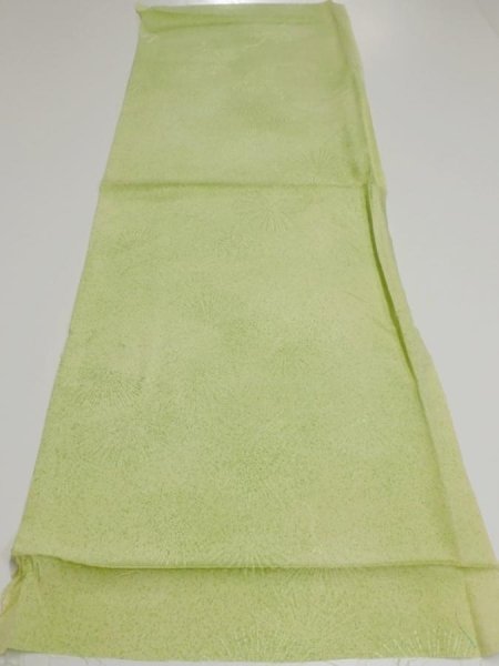 Photo5: 4D01z50  Japanese Kimono Silk  FABRIC Pine branch Light green 39.4x14.2 (5)