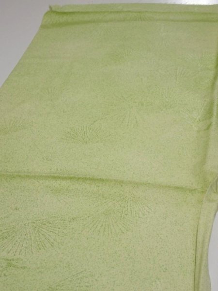 Photo3: 4D02z50  Japanese Kimono Silk  FABRIC Pine branch Light green 39.4x14.2 (3)