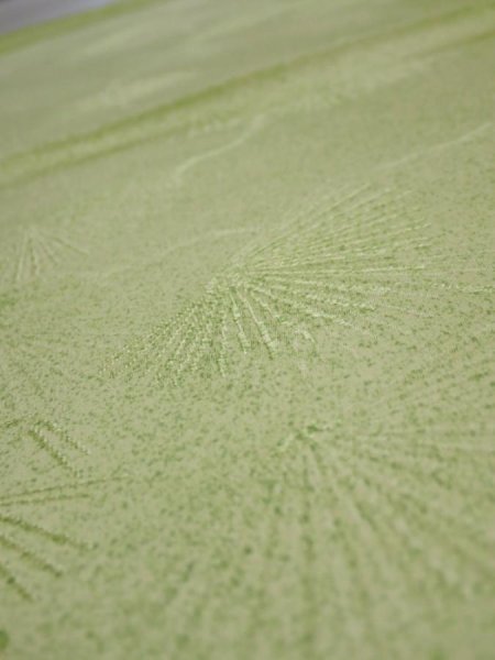 Photo4: 4D02z50  Japanese Kimono Silk  FABRIC Pine branch Light green 39.4x14.2 (4)