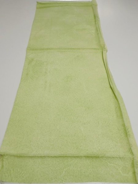 Photo5: 4D02z50  Japanese Kimono Silk  FABRIC Pine branch Light green 39.4x14.2 (5)