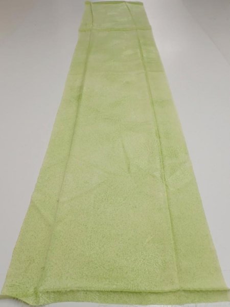Photo5: 4D03z80  Japanese Kimono Silk  FABRIC Pine branch Light green 63.0x14.2 (5)