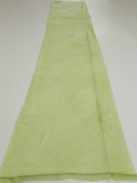 Photo5: 4D05z80  Japanese Kimono Silk  FABRIC Pine branch Light green 63.0x14.2 (5)