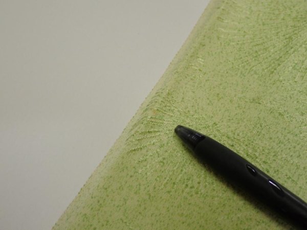 Photo6: 4D05z80  Japanese Kimono Silk  FABRIC Pine branch Light green 63.0x14.2 (6)