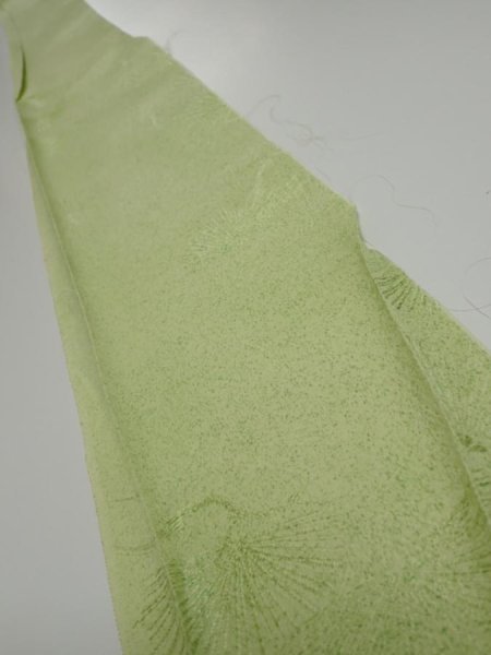 Photo1: 4D07z40  Japanese Kimono Silk  FABRIC Pine branch Light green 55.1x7.1 (1)