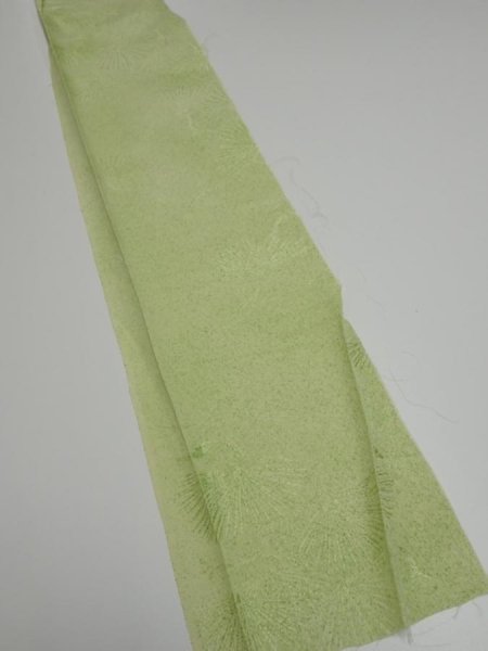 Photo2: 4D07z40  Japanese Kimono Silk  FABRIC Pine branch Light green 55.1x7.1 (2)