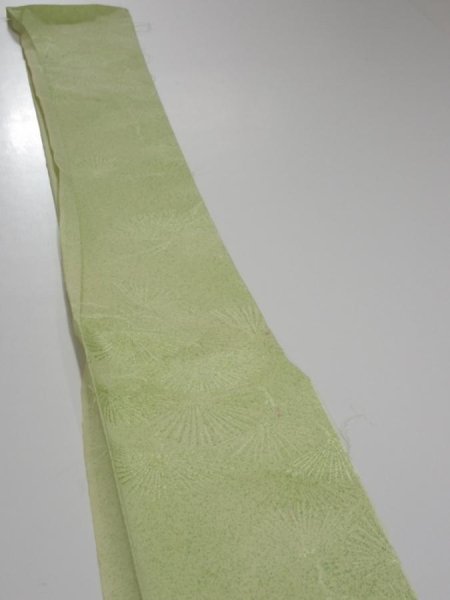 Photo3: 4D07z40  Japanese Kimono Silk  FABRIC Pine branch Light green 55.1x7.1 (3)