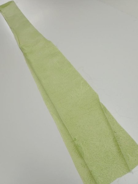 Photo5: 4D07z40  Japanese Kimono Silk  FABRIC Pine branch Light green 55.1x7.1 (5)