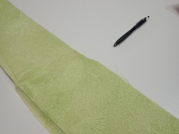 Photo6: 4D07z40  Japanese Kimono Silk  FABRIC Pine branch Light green 55.1x7.1 (6)
