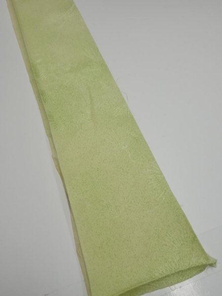 Photo2: 4D08z40  Japanese Kimono Silk  FABRIC Pine branch Light green 55.9x7.1 (2)