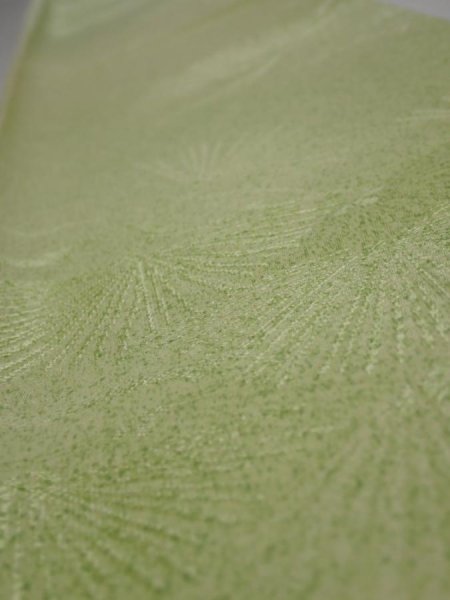 Photo4: 4D08z40  Japanese Kimono Silk  FABRIC Pine branch Light green 55.9x7.1 (4)