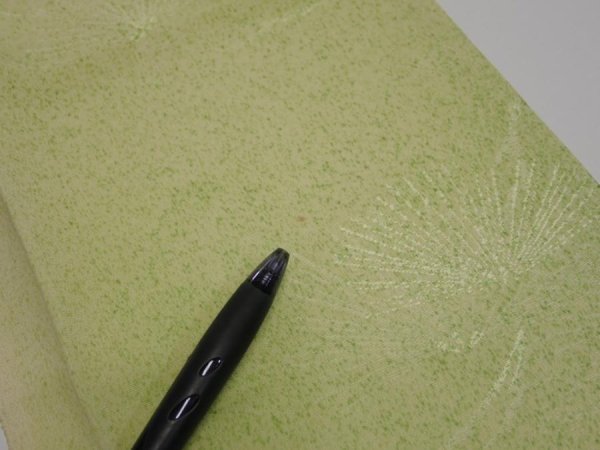 Photo5: 4D08z40  Japanese Kimono Silk  FABRIC Pine branch Light green 55.9x7.1 (5)