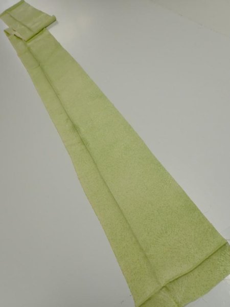 Photo5: 4D09z50  Japanese Kimono Silk  FABRIC Pine branch Light green 77.2x7.1 (5)