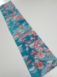 Photo5: 4D10z30  Japanese Kimono Crepe Silk  FABRIC Temple Cyan blue 35.4x7.3 (5)