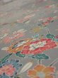 Photo4: 4D04z90  Japanese Kimono Silk  FABRIC Flowers Light gray 66.9x14.4 (4)