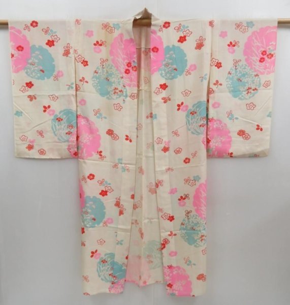 Photo4: 4622T03z350 Antique Japanese Kimono Silk JUBAN Yukiwa Off-white (4)