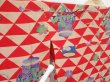 Photo5: 4622T13z490 Antique Japanese Kimono Silk JUBAN Royal cart Red (5)