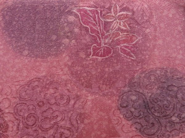 Photo4: 4701T03z530 Vintage Japanese Kimono Silk HAORI Flowers Dull pink (4)