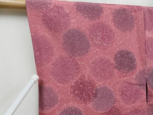 Photo8: 4701T03z530 Vintage Japanese Kimono Silk HAORI Flowers Dull pink (8)