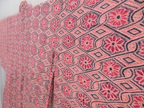 Photo2: 4701T10z540  Japanese Kimono Silk SHIBORI HAORI Flowers Pink (2)