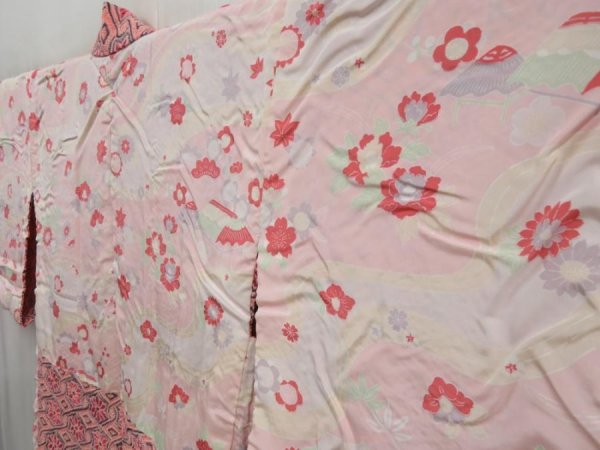 Photo7: 4701T10z540  Japanese Kimono Silk SHIBORI HAORI Flowers Pink (7)