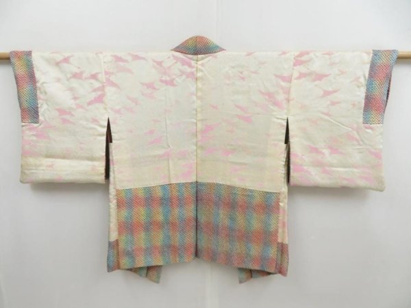Photo6: 4701T11z490 Vintage Japanese Kimono Silk SHIBORI HAORI  Sky blue (6)