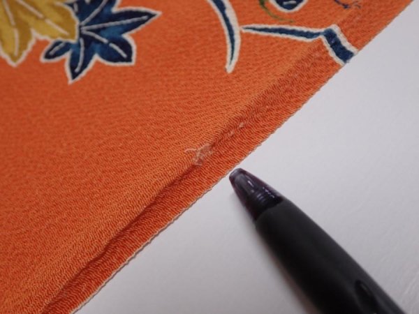 Photo5: 2Z02z60  Japanese Kimono Crepe Silk  FABRIC Maple  40.9x14.2 (5)