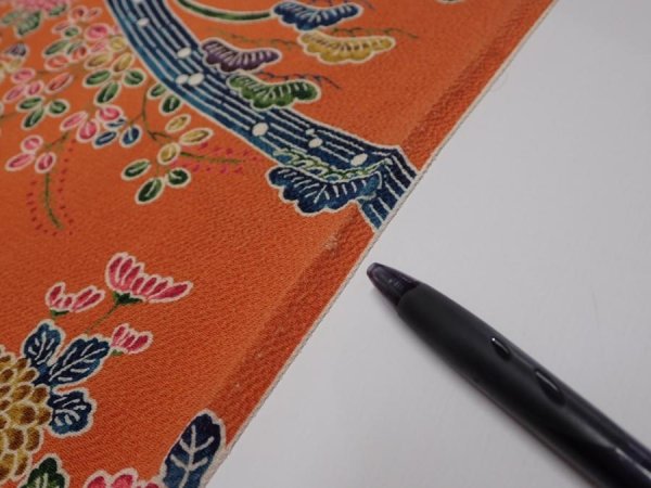 Photo6: 2Z02z60  Japanese Kimono Crepe Silk  FABRIC Maple  40.9x14.2 (6)