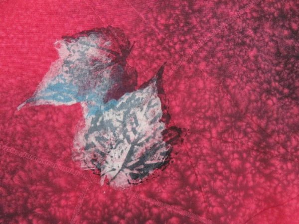 Photo4: 4706T02z500 Vintage Japanese Kimono Silk HAORI Leaf Red-Pink (4)