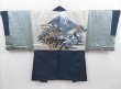 Photo1: 4714T10z550 Vintage Japanese Kimono Silk Men's OSHIMA HAORI Mt.Fuji (1)