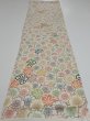 Photo5: 1Y02z60  Japanese Kimono Silk  FABRIC Plum blossom Off-white 45.7x14.6 (5)