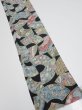Photo2: 1Y07z40  Japanese Kimono Silk  FABRIC Jigami Dark gray 59.1x7.3 (2)