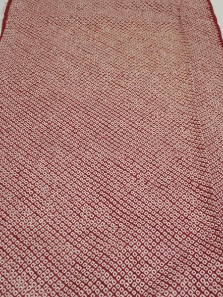Photo2: 1W06z100  Japanese Kimono Silk  FABRIC Shibori Red-Brown 66.1x14.8 (2)