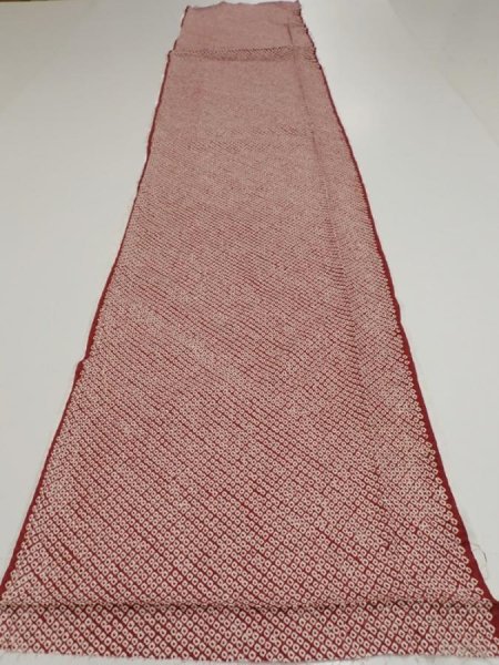 Photo6: 1W06z100  Japanese Kimono Silk  FABRIC Shibori Red-Brown 66.1x14.8 (6)