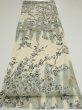 Photo6: 1W02z60  Japanese Kimono Silk  FABRIC Plum tree Off-white 41.7x14.8 (6)