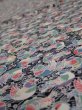 Photo4: 2C02z60  Japanese Kimono Silk  FABRIC Mandarin duck Black 40.2x14.6 (4)