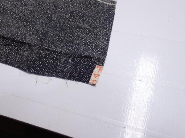 Photo6: 2F05z120  Japanese Kimono Crepe Silk  FABRIC Flowers Mandarin duck 65.4x13.6 (6)