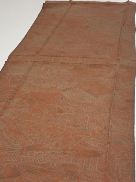 Photo3: 2F03z110  Japanese Kimono Crepe Silk  FABRIC Japanese imperial court   66.9x14.0 (3)