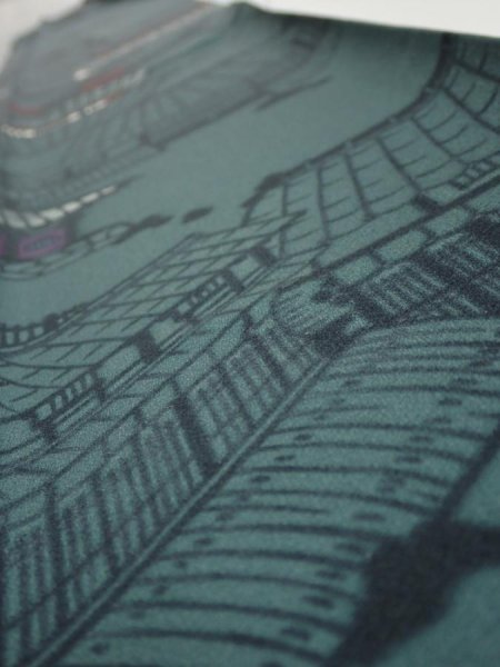Photo4: 2F07z50  Japanese Kimono Silk  FABRIC Edo era town   64.6x7.9 (4)