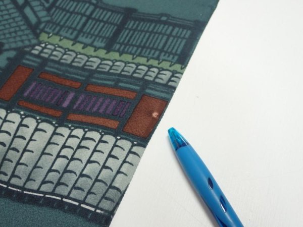 Photo6: 2F07z50  Japanese Kimono Silk  FABRIC Edo era town   64.6x7.9 (6)