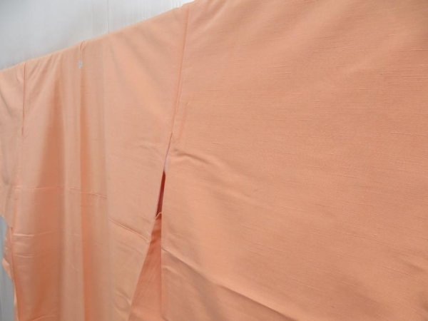 Photo2: 4803T02z830  Japanese Kimono Silk TSUMUGI Plain Peach (2)