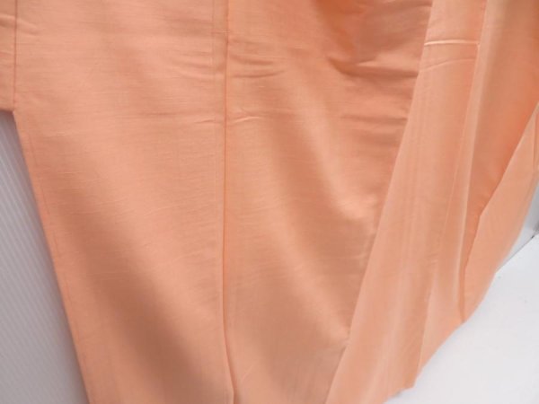 Photo3: 4803T02z830  Japanese Kimono Silk TSUMUGI Plain Peach (3)