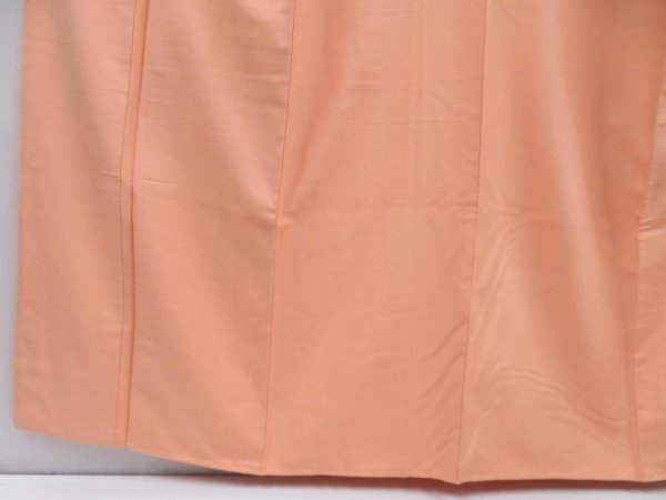 Photo4: 4803T02z830  Japanese Kimono Silk TSUMUGI Plain Peach (4)