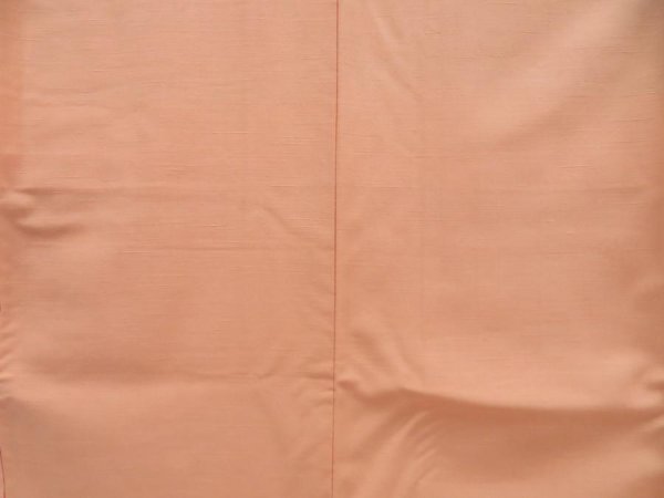 Photo5: 4803T02z830  Japanese Kimono Silk TSUMUGI Plain Peach (5)