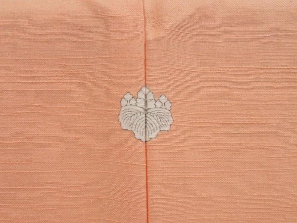 Photo7: 4803T02z830  Japanese Kimono Silk TSUMUGI Plain Peach (7)