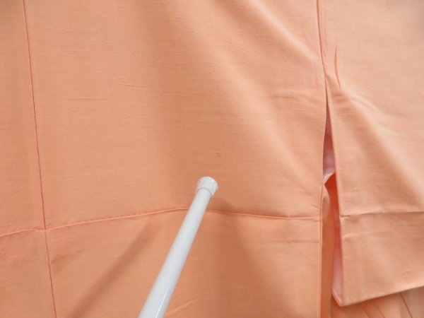 Photo8: 4803T02z830  Japanese Kimono Silk TSUMUGI Plain Peach (8)